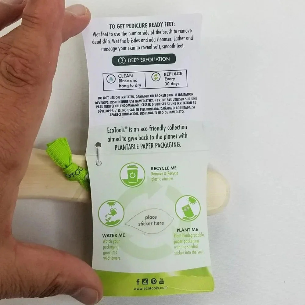 Ecotools Foot Brush & Pumice Cruelty Free Bristles Clean Beauty Planet Item 7419 - Picture 4 of 4